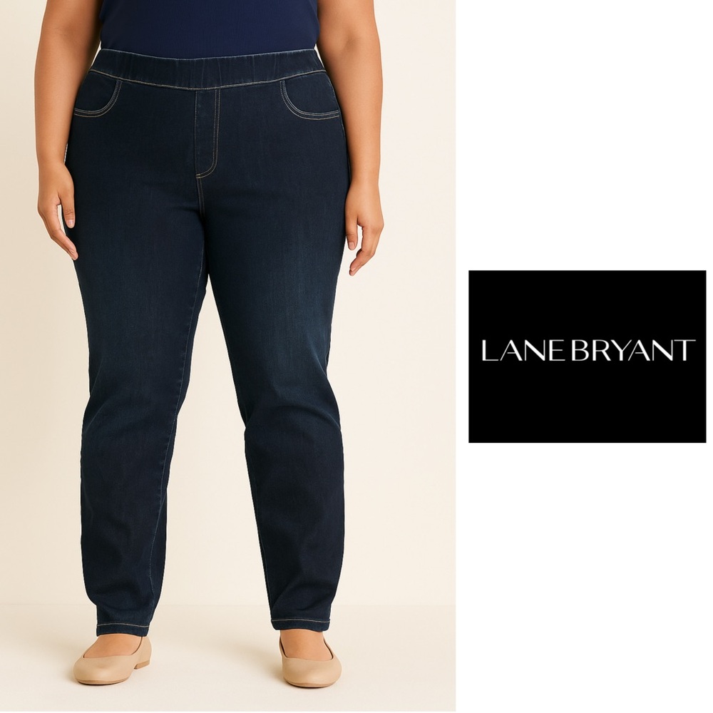 NEW Lane Bryant Women's Pull on Flare Dark Blue Jeans Long